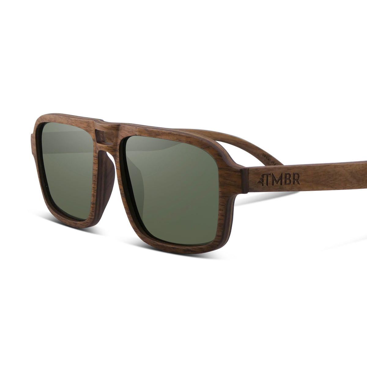 Flyer | Natural w/ Green | Wooden Sunglasses