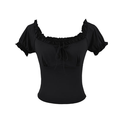 Square neck short sleeved T-shirt for women