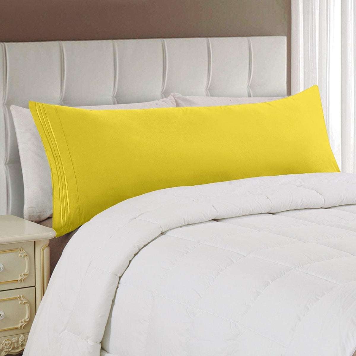 Elegant Comfort Body Pillowcase - 1 Piece - 3 Line Embroidery