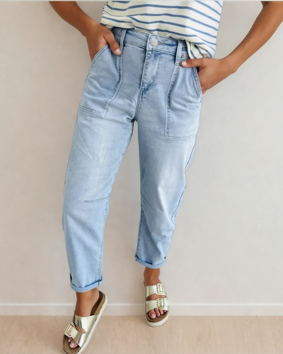 Calla High Rise Relaxed Patch Pocket Jeans