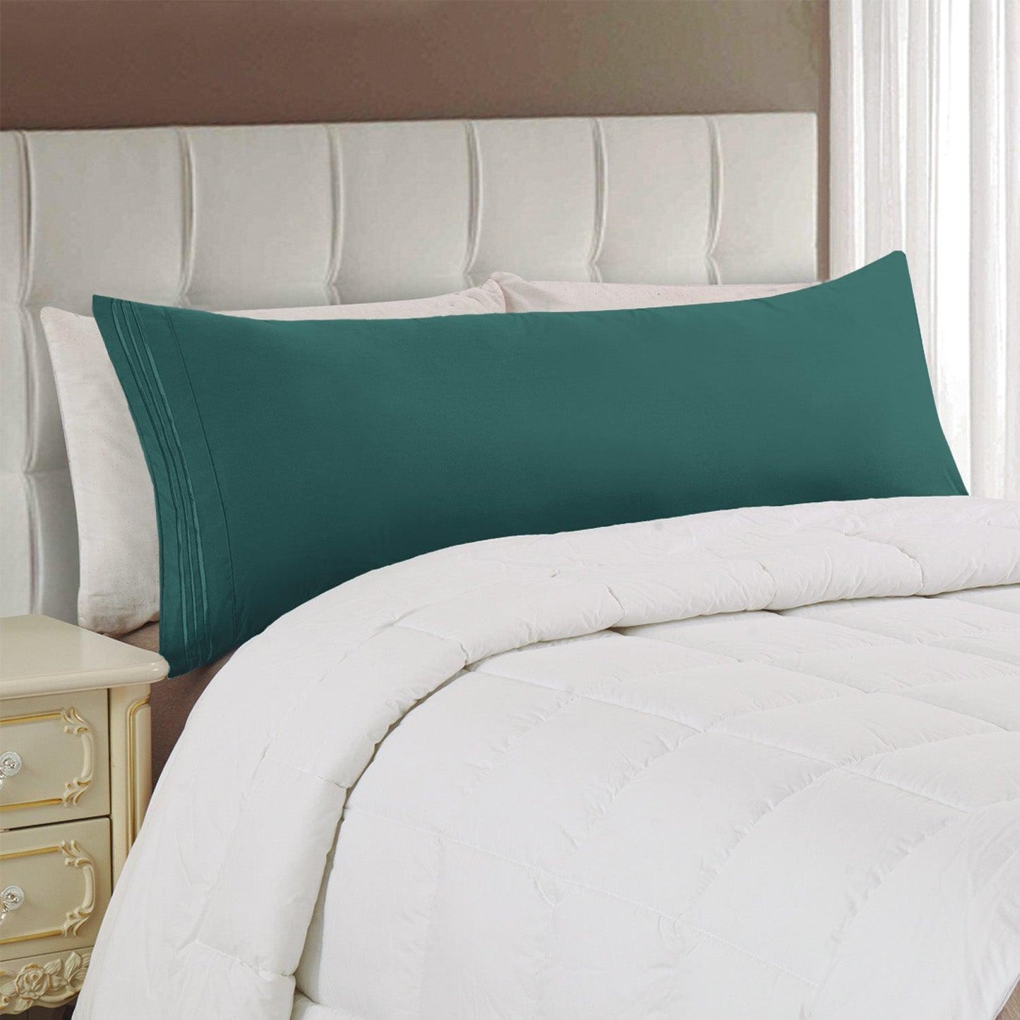 Elegant Comfort Body Pillowcase - 1 Piece - 3 Line Embroidery