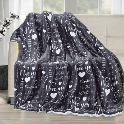 Elegant Comfort 50" x 60" Valentine Inspired Sherpa Back Throw