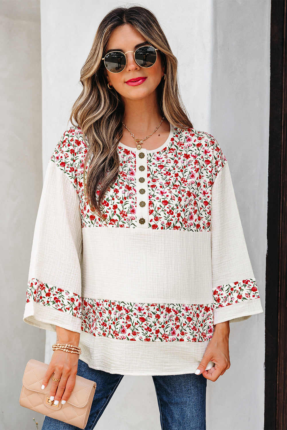 Threaded Pear Penny 3 4 Sleeve Blouse