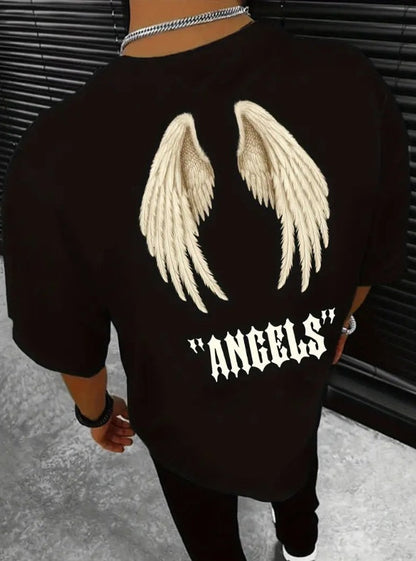 Wings Angels Printing Female Cotton Tee