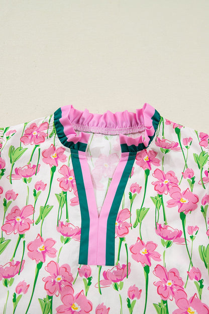 Threaded Pear Elyse Ruffled Short Sleeve Blouse