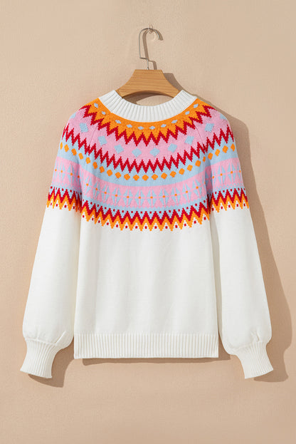 Threaded Pear Avery Print Drop Shoulder Sweater