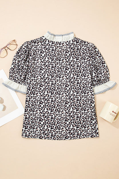 Threaded Pear Lena Trim Short Sleeve Blouse