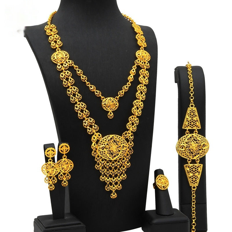 4-Piece Wedding Jewelry Set for Women | Elegant Crystal Necklace, Bracelet, Ring & Earrings Suite | Luxury Bridal Accessories Set | Trendy Sparkly Wedding Jewelry | 2026 High-Fashion Formal Evening Jewelry Set