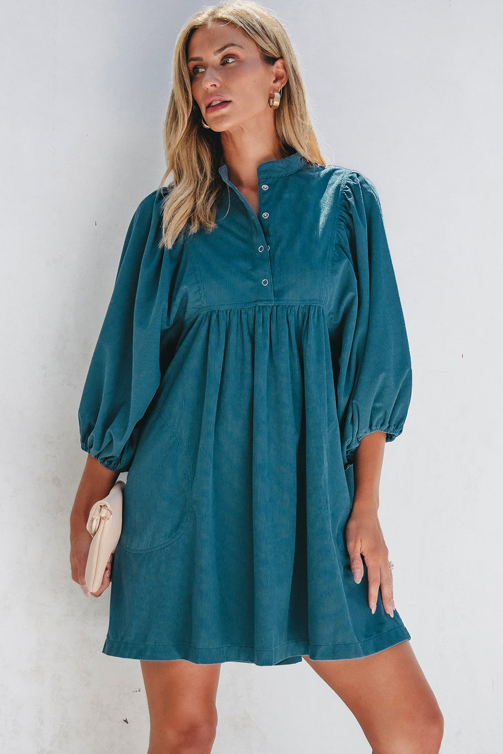 Threaded Pear Charlie Corduroy Button Dress
