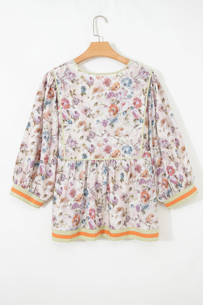 Threaded Pear Andi Striped Detail Babydoll PLUS Blouse