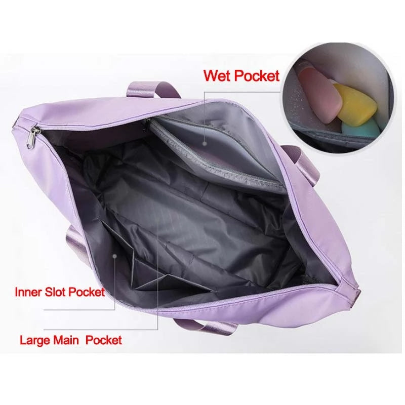 Foldable Large Capacity Travel Bag for Women | Waterproof Oxford Gym & Fitness Tote | Expandable Weekender Overnight Bag | Portable Lightweight Carry-on for Travel & Hospital