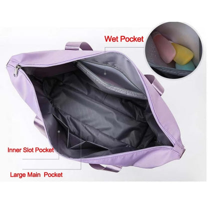 Foldable Large Capacity Travel Bag for Women | Waterproof Oxford Gym & Fitness Tote | Expandable Weekender Overnight Bag | Portable Lightweight Carry-on for Travel & Hospital