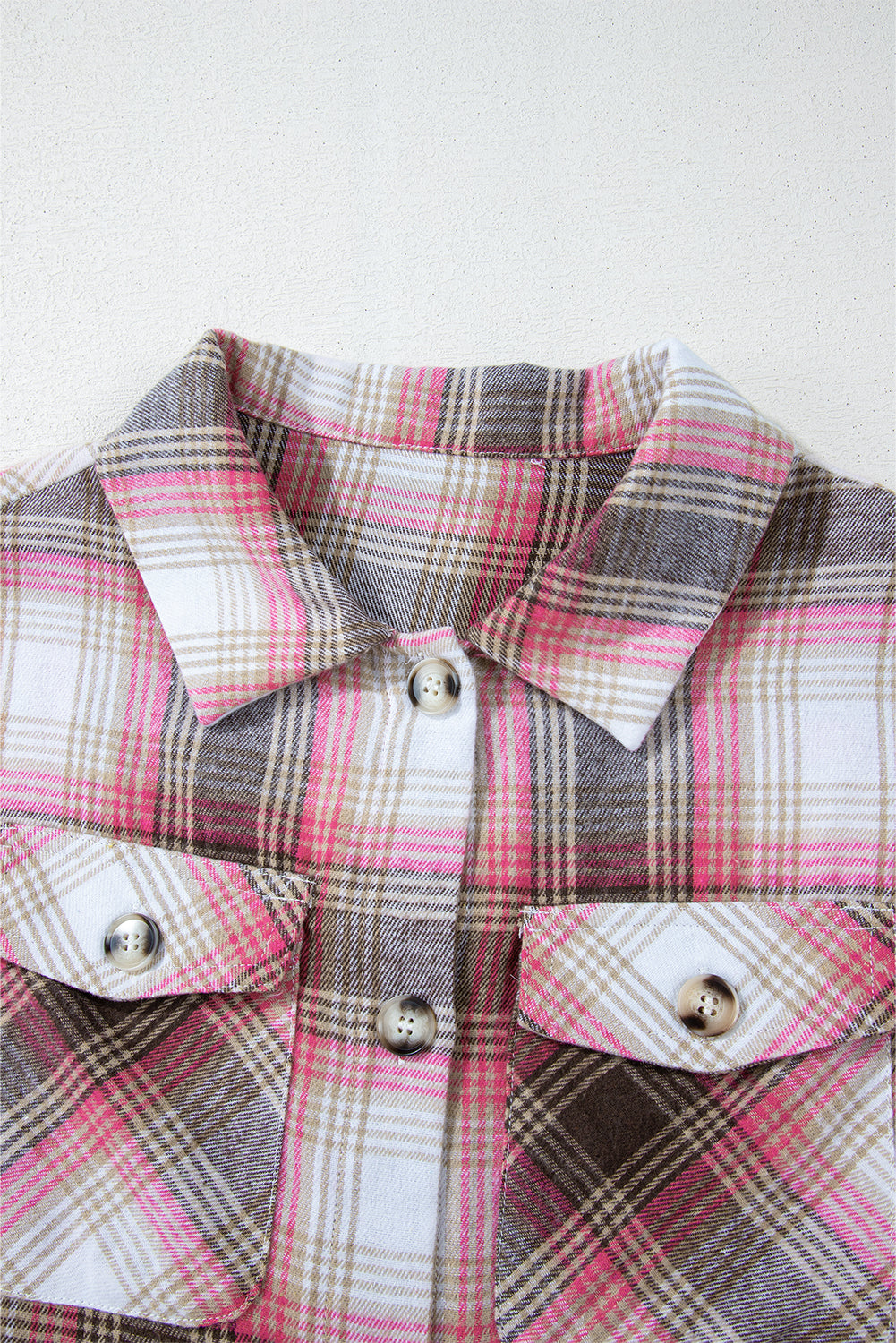 Threaded Pear Harper Plaid Flap Up Shacket