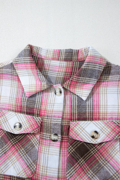 Threaded Pear Harper Plaid Flap Up Shacket