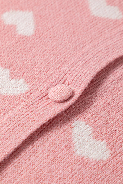 Anna Heart Pattern Button Front Cardigan Sweater