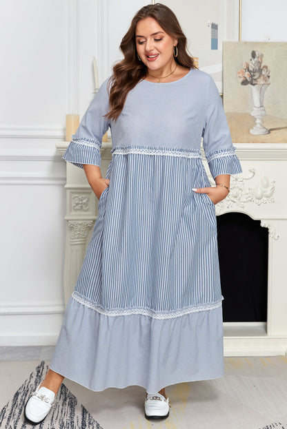 Threaded Pear Amy Patchwork Shift Long PLUS Dress