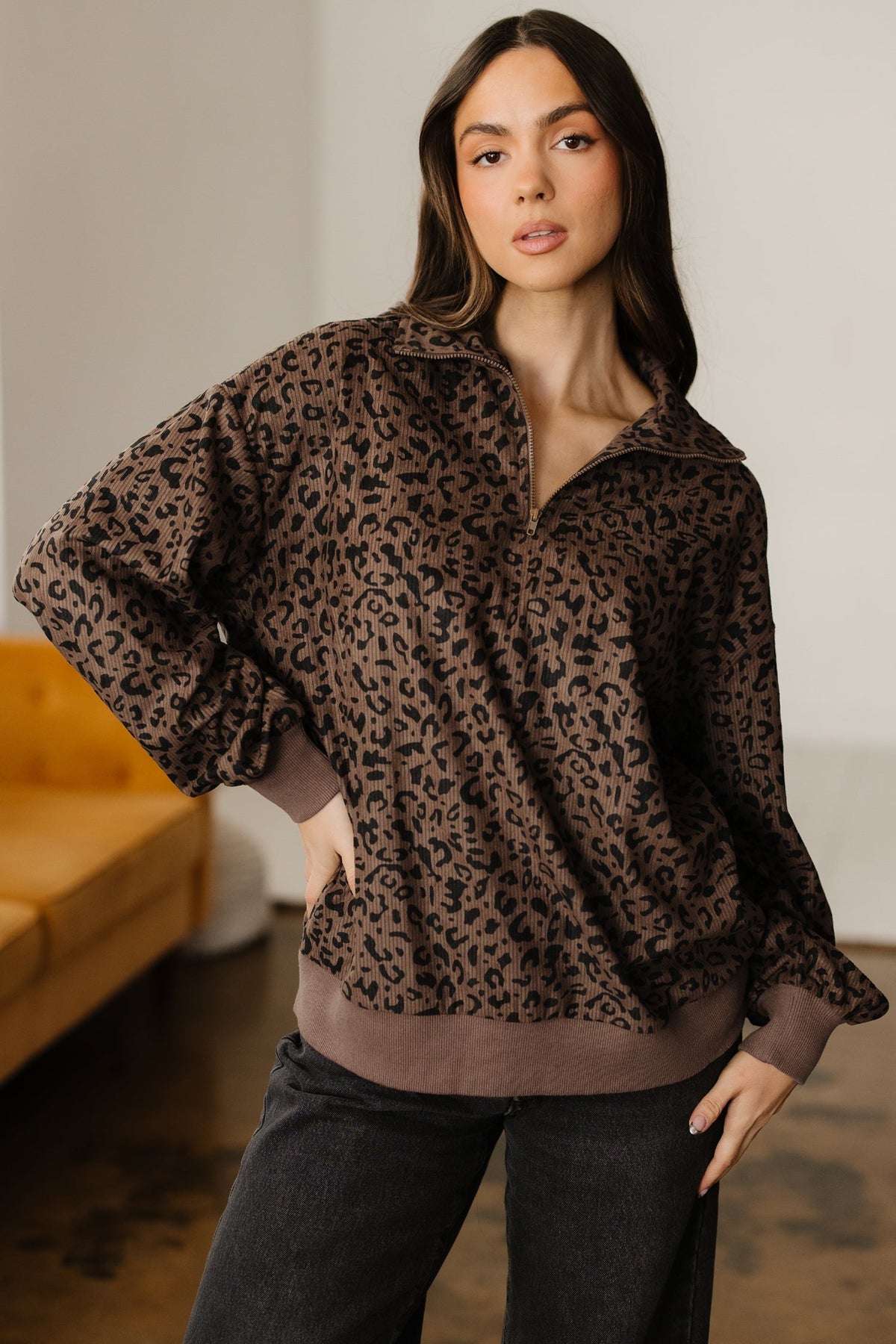 Threaded Pear Alaya Quarter Zip Corduroy Sweatshirt