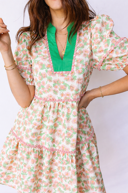 Threaded Pear Rachel Short Puff Sleeve Dress
