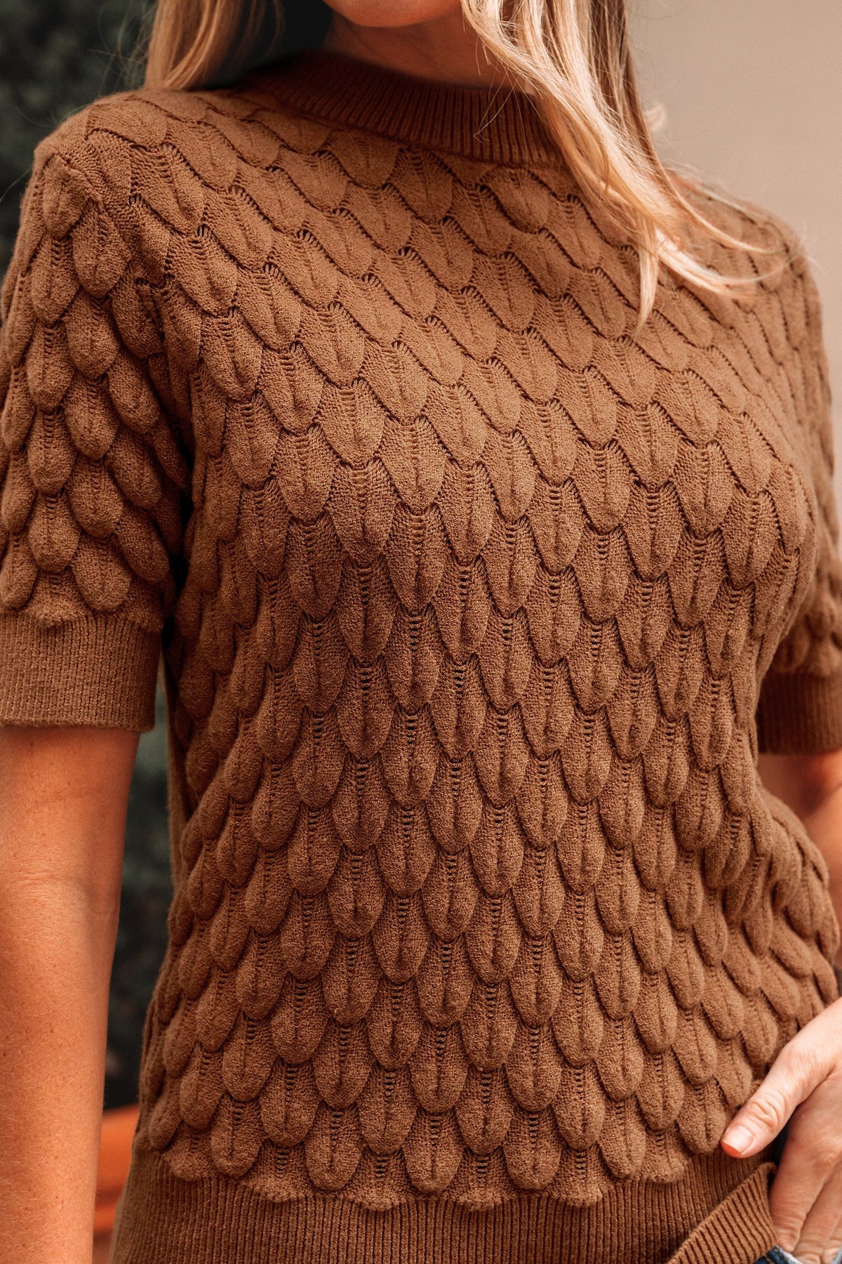 Threaded Pear Malaysia Ribbed Short Sleeve Sweater