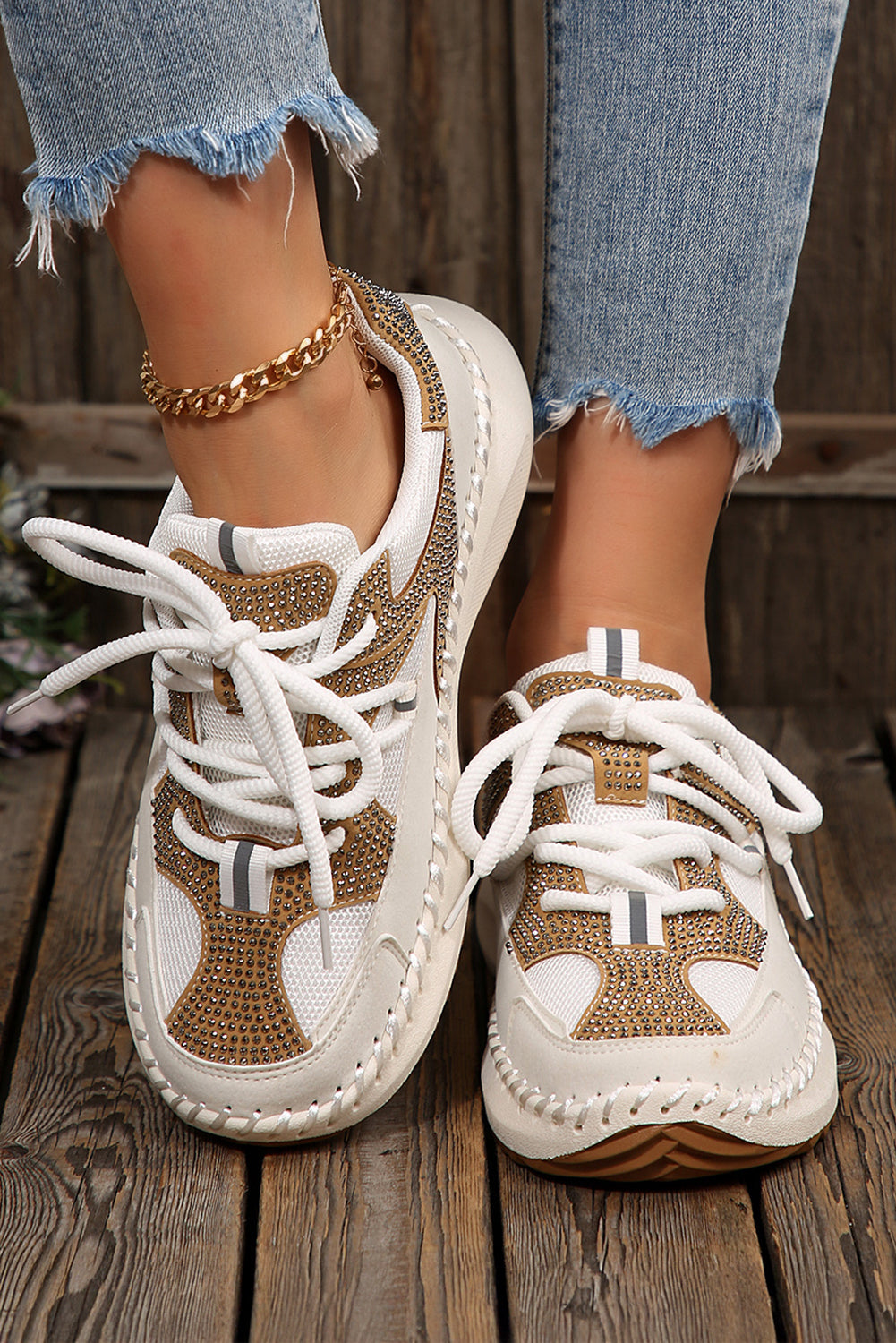 Threaded Pear Abigail Lace Up Breathable Sneakers