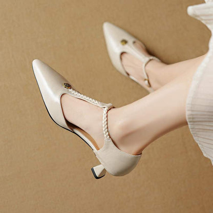 Women’s French Retro Camellia Ballet Flats | Elegant Stiletto Heel Pointed Toe Pumps | High-Sense Camellia Embellished Evening Heels | Chic Vintage-Inspired Luxury Dress Shoes