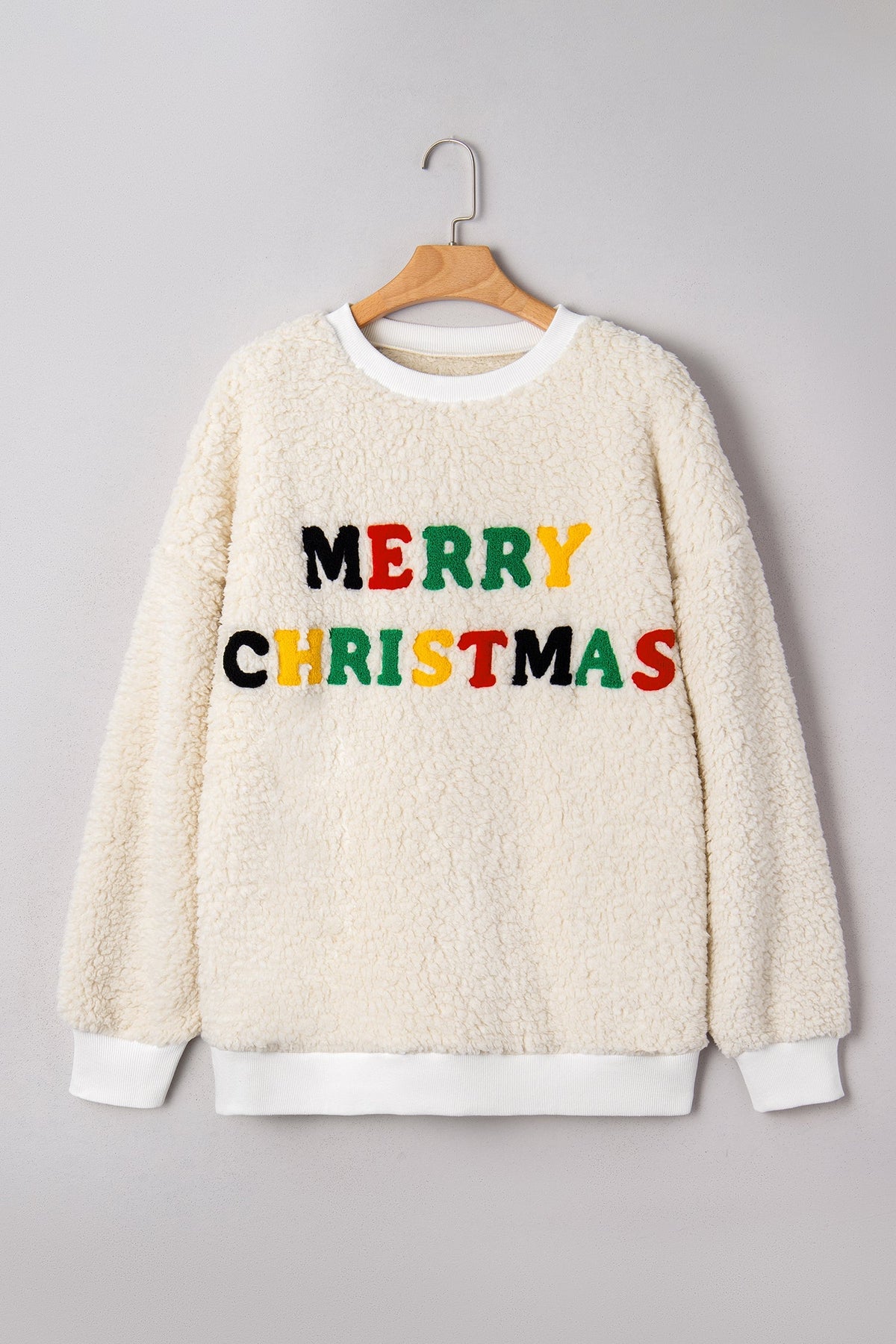 Threaded Pear Ensley Christmas Embroidered Sherpa Pullover