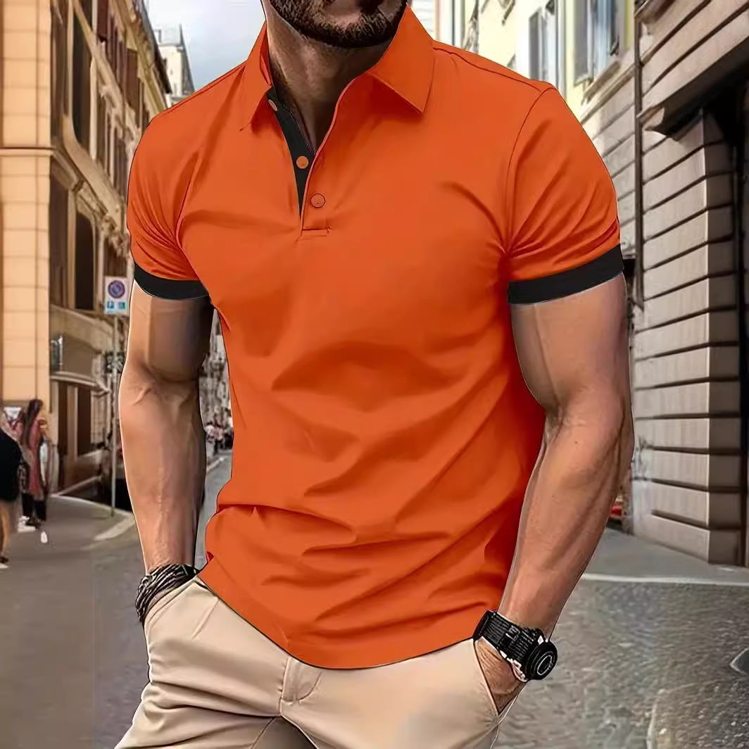 Men's Short Sleeve Business Casual Polo Shirt | Summer Lightweight Cotton Blend Dress Shirt | Premium Solid Color Semi-Formal Polo for Men