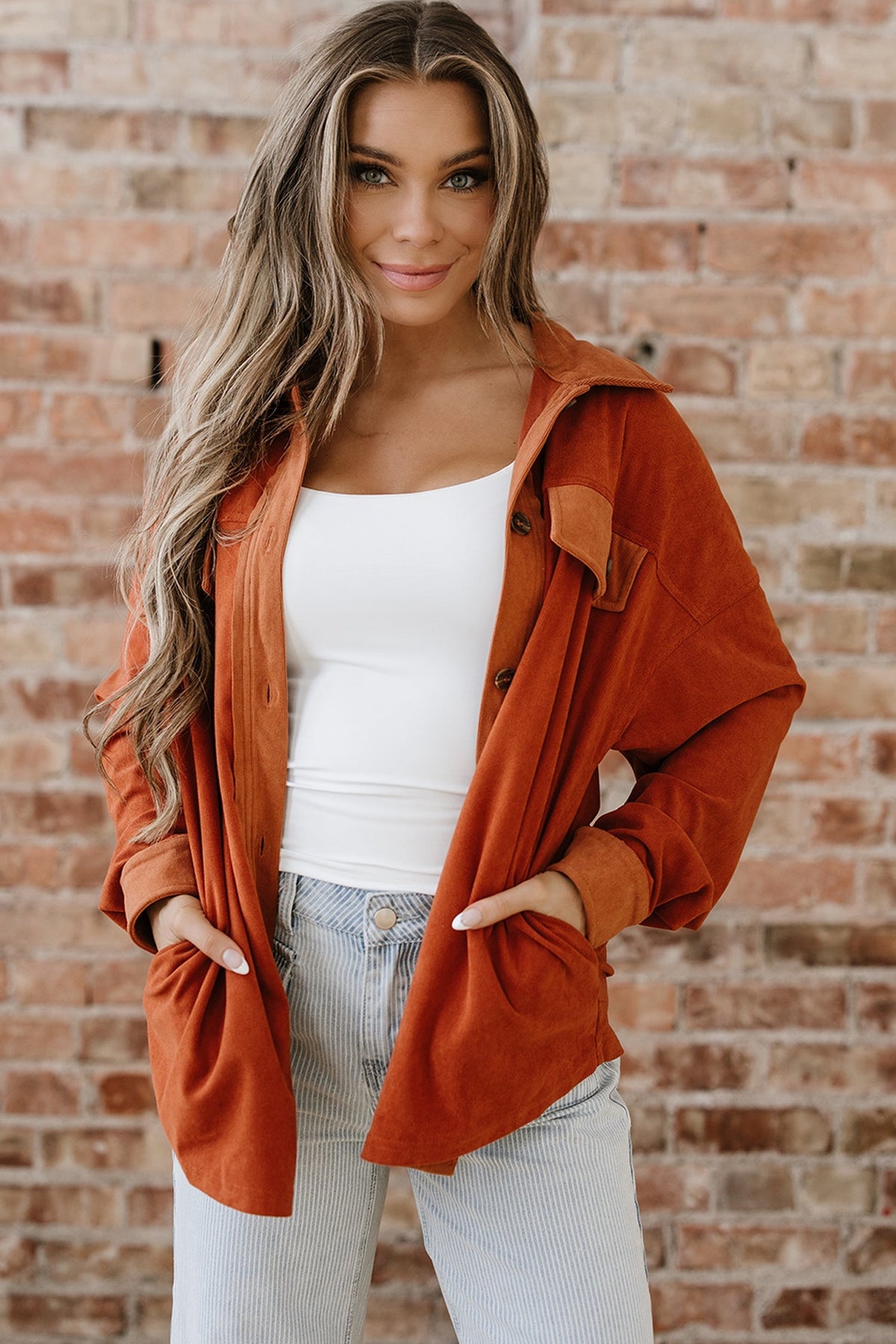 Threaded Pear Andrea Drop Shoulder Casual Shacket