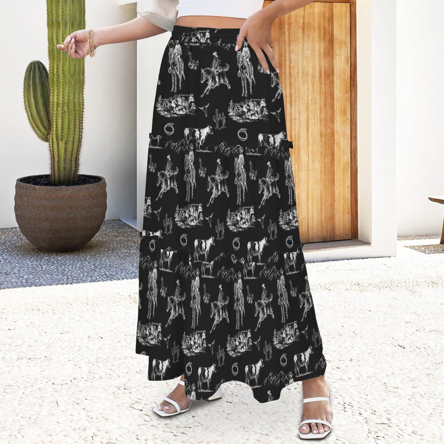 Baha Ranch Ranch Life Western Tiered Prairie Maxi Skirt