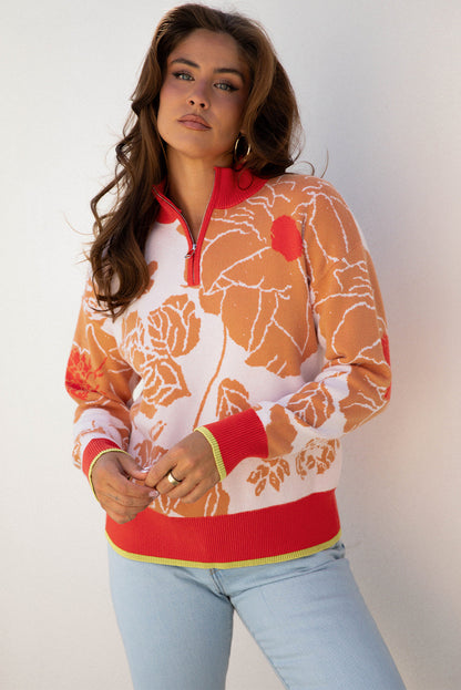 Threaded Pear Theaella Zip Collared Pullover Sweater