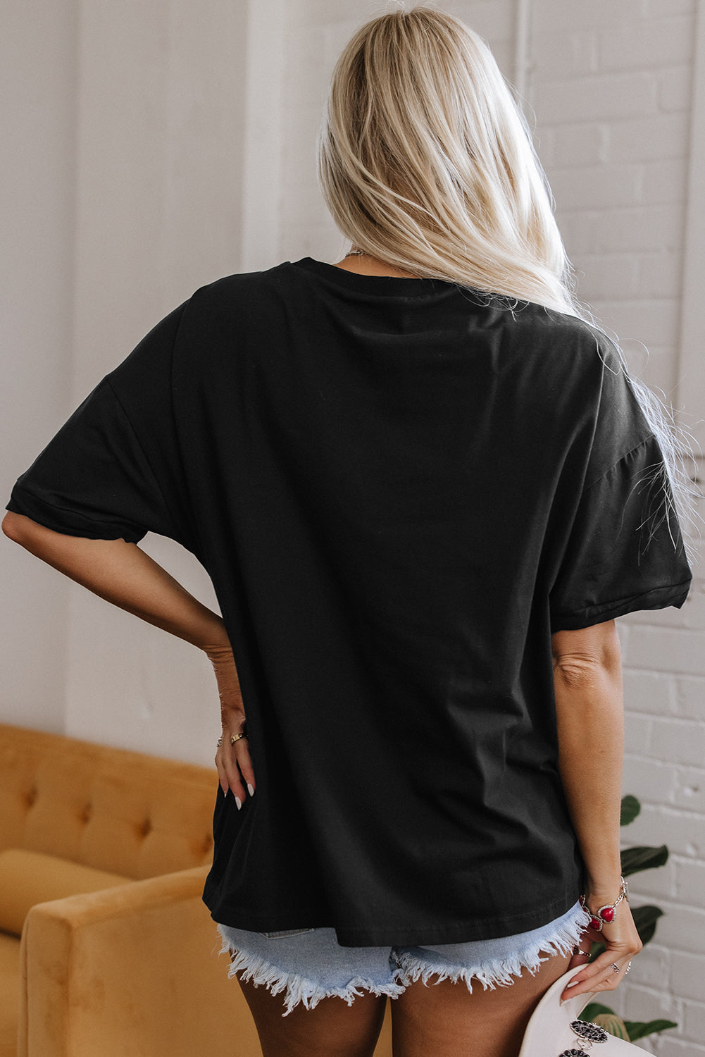 Threaded Pear Ayra Loose Half Sleeve Hi Low Hem Top