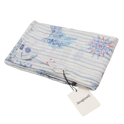 Desigual Blue Ocean Vibes Design White Scarf