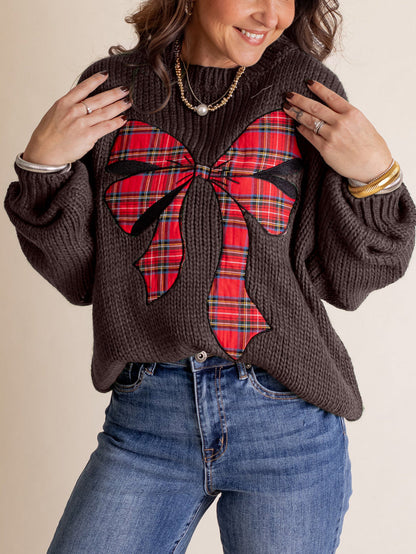 ✨Pinch Me Christmas Plaid Bow Sweater (Final Days: Big Savings!!!)