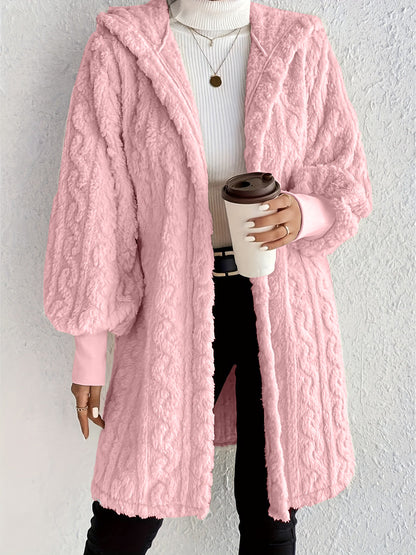✨Women's Plush Fleece Soft Midi-Length Jacket with Pockets