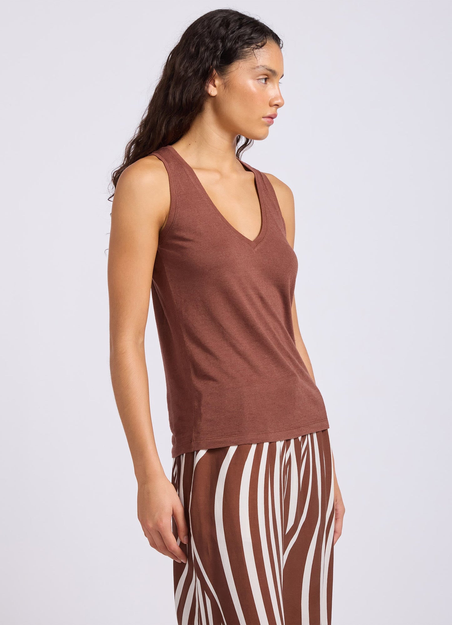Slub Linen V Neck Tank Top