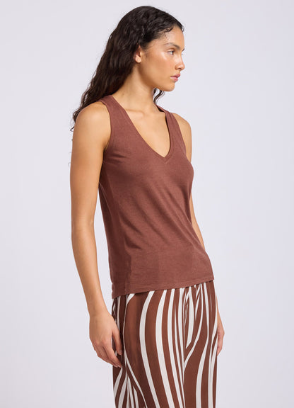 Slub Linen V Neck Tank Top