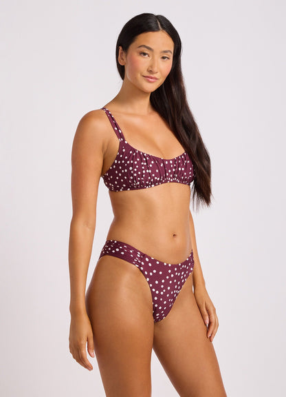 Dolce Dot High Leg Ruched Side Bikini Bottom