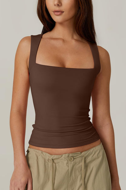 ✨Women's Square Neck Sleeveless Double-Layer Tank Tops