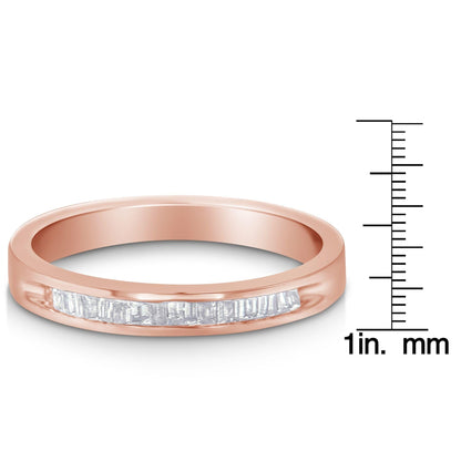 10K Rose Gold over .925 Sterling Silver 1/5 Cttw Diamond Channel-Set Stackable Band Ring (H-I Color, I1-I2 Clarity)