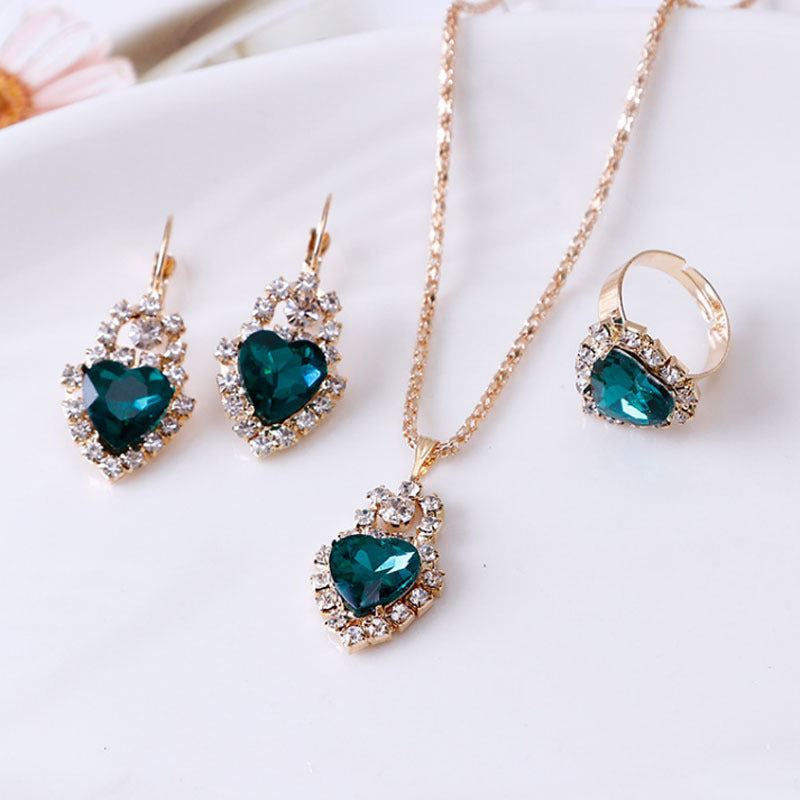 Water Drop Rhinestone Jewelry Set for Women | Elegant Teardrop Necklace, Earrings & Ring Suite | Luxury Crystal Bridal Jewelry Set | Trendy Sparkly Wedding Anniversary Gift | 2026 High-Fashion Evening Party Accessories