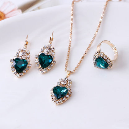 Water Drop Rhinestone Jewelry Set for Women | Elegant Teardrop Necklace, Earrings & Ring Suite | Luxury Crystal Bridal Jewelry Set | Trendy Sparkly Wedding Anniversary Gift | 2026 High-Fashion Evening Party Accessories
