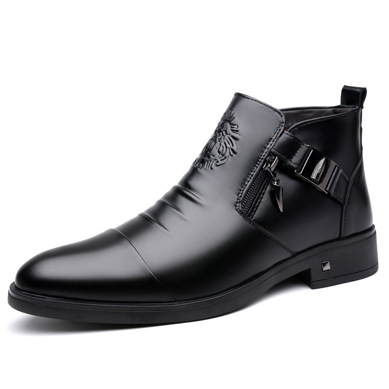 Men’s Retro Wide-Fit Ankle Boots | Trendy Side-Chain Leather Boots | Classic Vintage-Style Biker Boots for Men | High-Sense Comfortable Wide-Toe Boots | 2026 High-Fashion Urban Streetwear Footwear