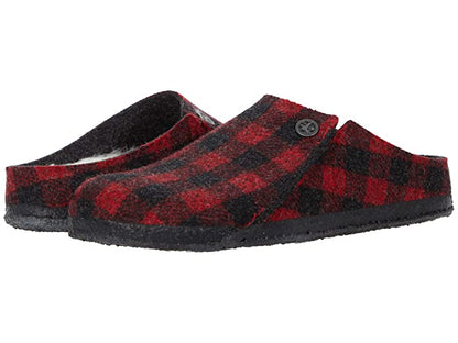 Birkenstock Zermatt Shearling Wool Felt Plaid Red