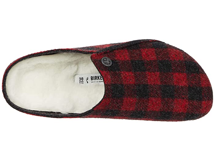 Birkenstock Zermatt Shearling Wool Felt Plaid Red