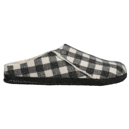 Birkenstock Zermatt Shearling Wool Felt Plaid White