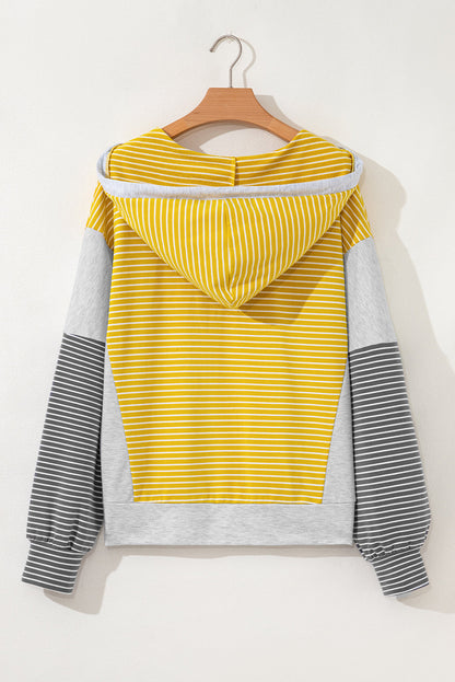 Threaded Pear Margot Stripe Drawstring Loose Fit Hooded Top