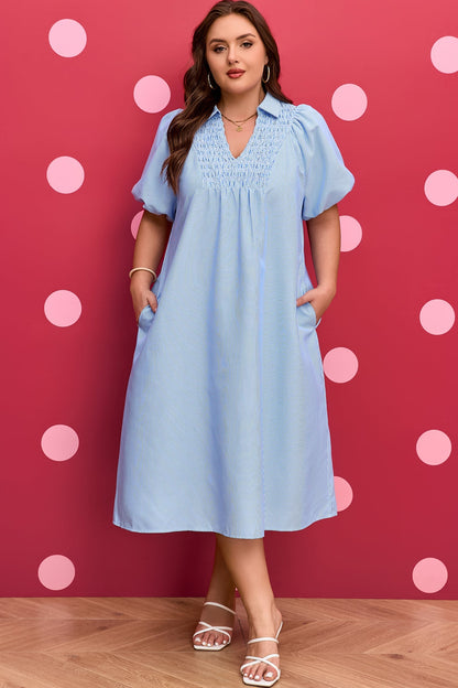 Threaded Pear Julieta Detail Collar Midi PLUS Dress