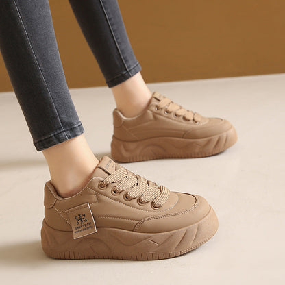 Color Block Height Increasing Sneakers – Lace-Up Low Top