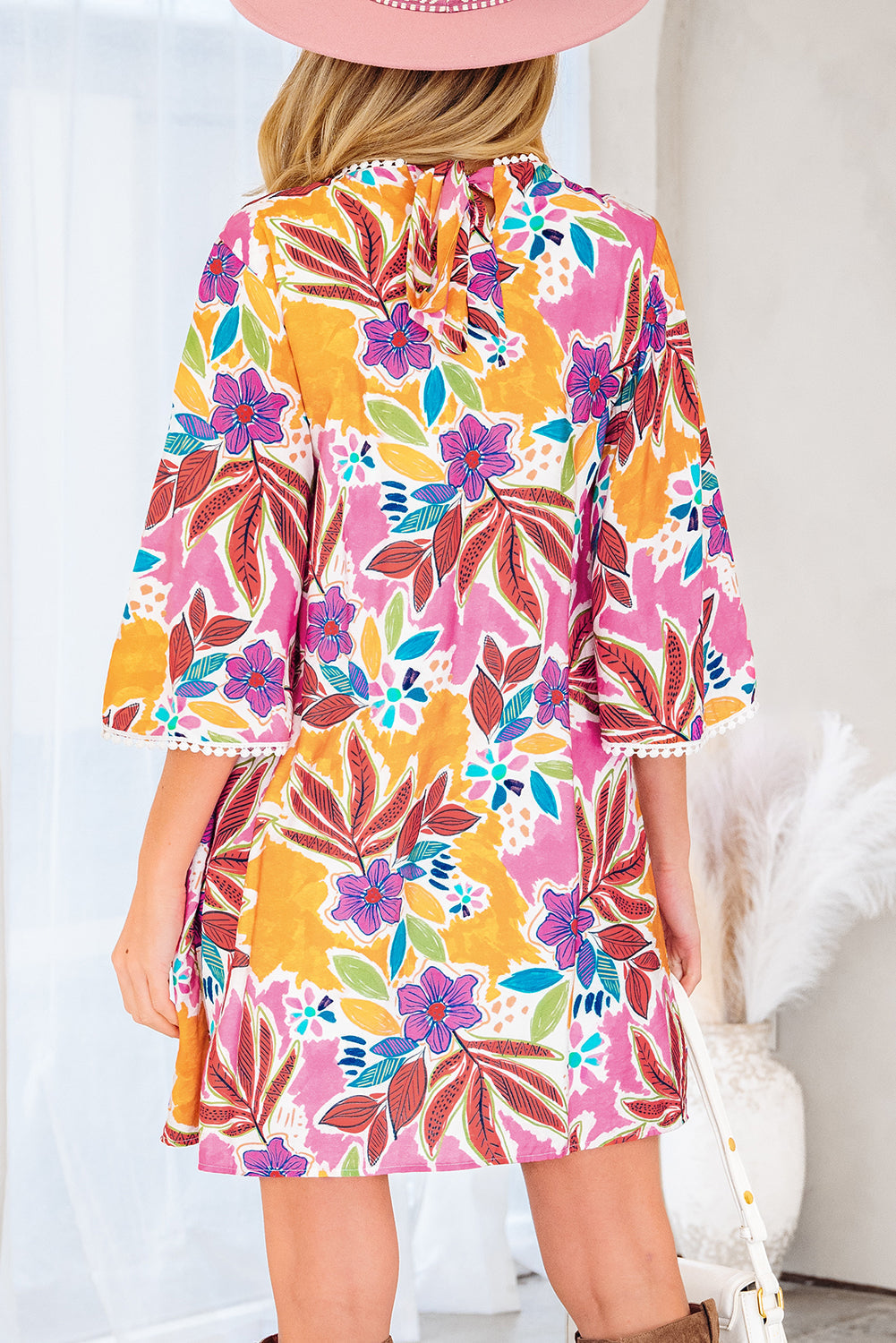 Threaded Pear Emersyn Sleeve Swing Mini Dress