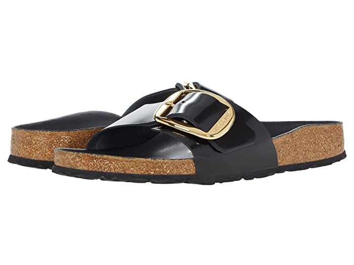 Birkenstock Madrid Big Buckle Natural Leather Patent Black